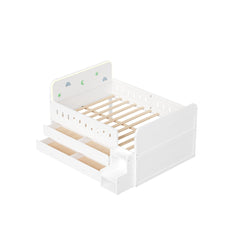 Bellemave® Full Size Daybed with LED Board, Storage Drawers, Footboard, Safety Rails & Stairs for Kids and Teens - Bellemave