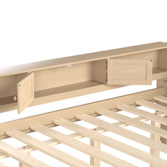 Bellemave® Full Size Daybed With Trundle,Wood Daybed Frame with Storage Drawers,Side Shelves and Desk,White - Bellemave