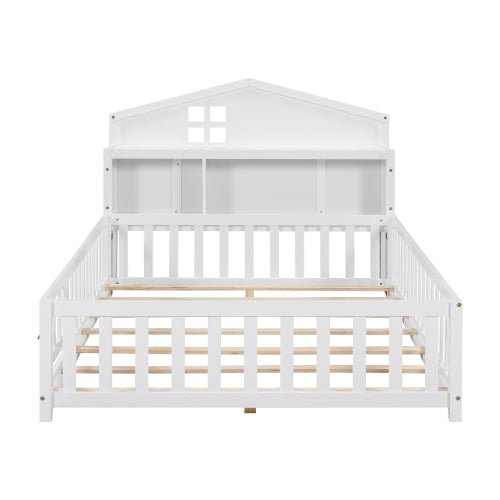 Bellemave® Full Size Floor Bed with Bookcases and Blackboards - Bellemave