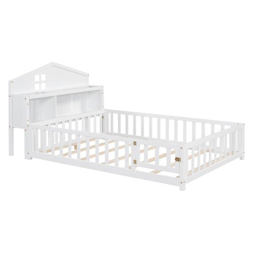 Bellemave® Full Size Floor Bed with Bookcases and Blackboards - Bellemave