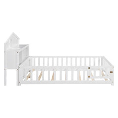 Bellemave® Full Size Floor Bed with Bookcases and Blackboards - Bellemave