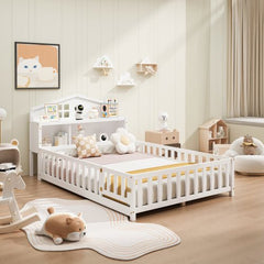 Bellemave® Full Size Floor Bed with Bookcases and Blackboards - Bellemave