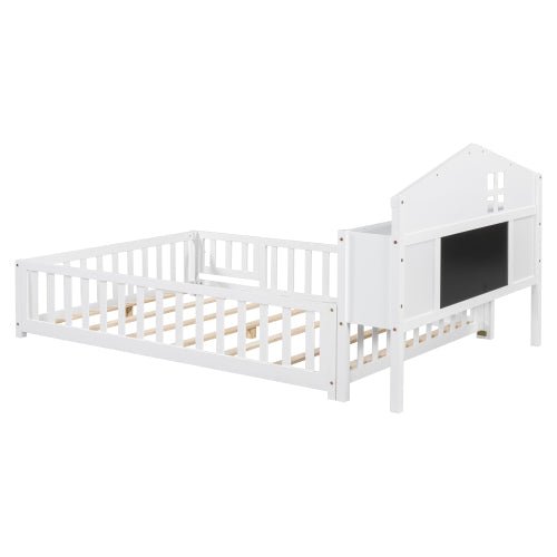 Bellemave® Full Size Floor Bed with Bookcases and Blackboards - Bellemave