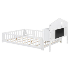 Bellemave® Full Size Floor Bed with Bookcases and Blackboards - Bellemave