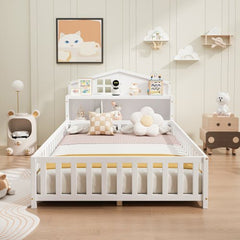 Bellemave® Full Size Floor Bed with Bookcases and Blackboards - Bellemave