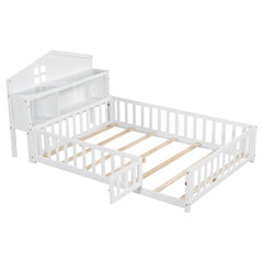 Bellemave® Full Size Floor Bed with Bookcases and Blackboards - Bellemave