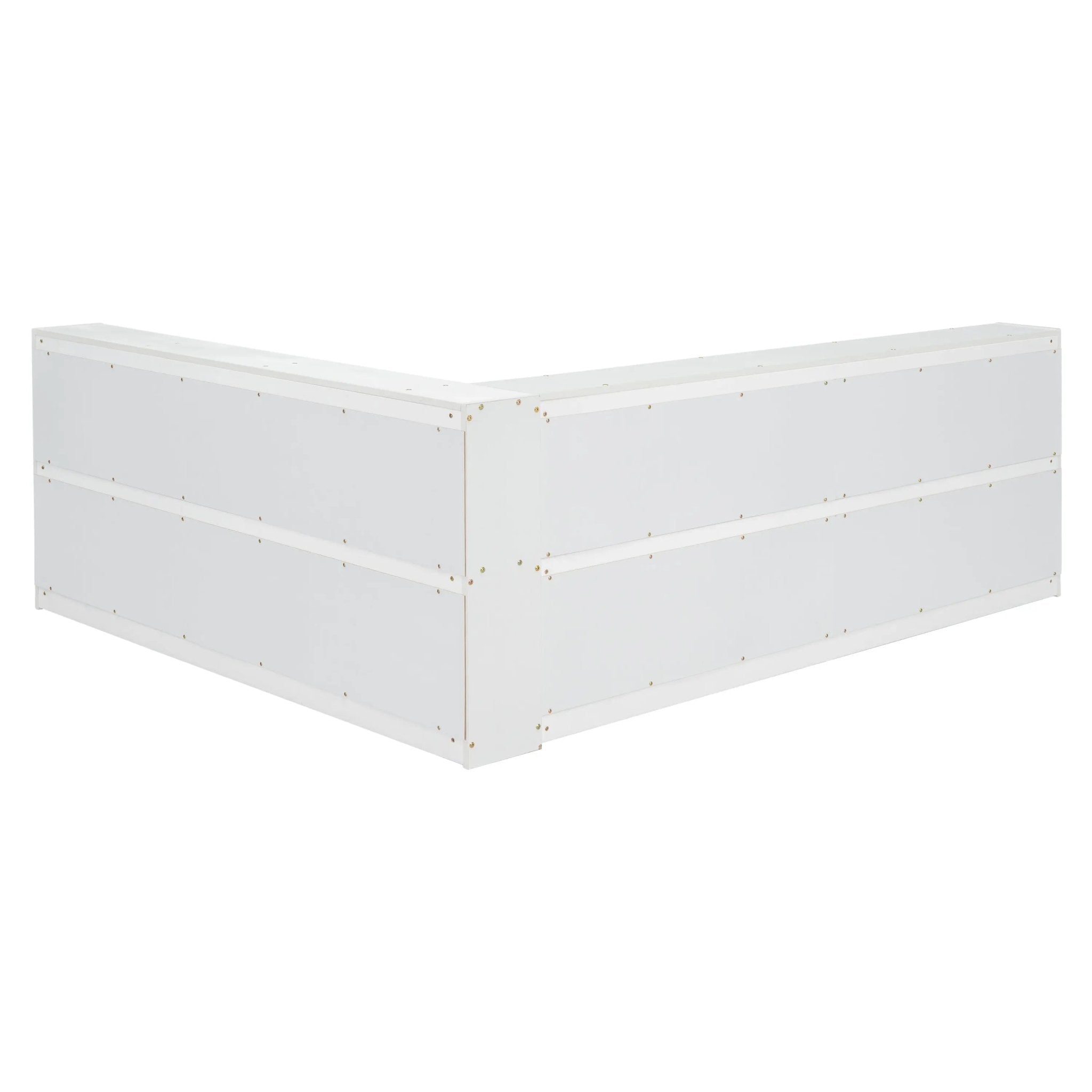 Bellemave® Full Size Floor Bed with L - shaped Bookcases, Sliding Doors,Without Slats - Bellemave
