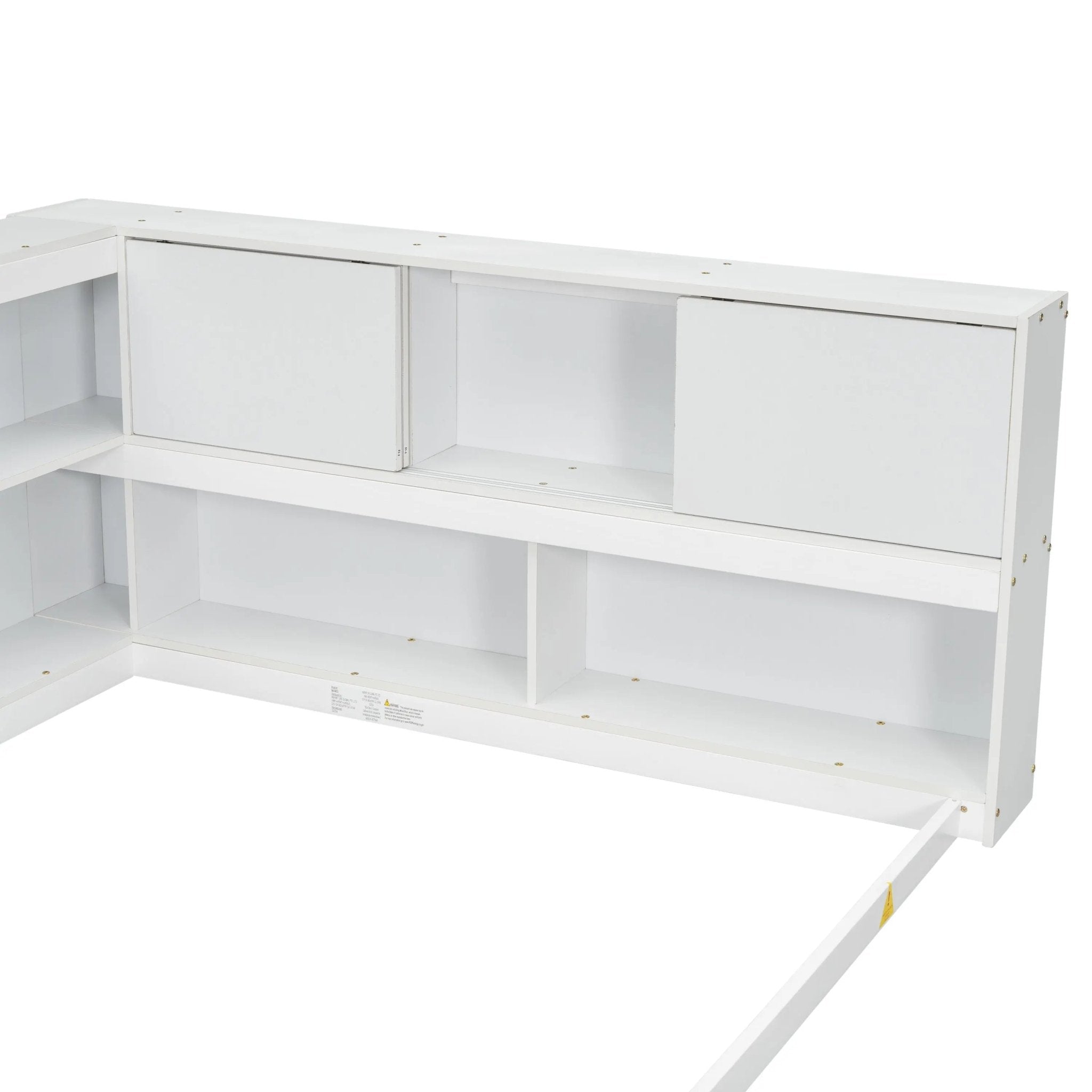 Bellemave® Full Size Floor Bed with L - shaped Bookcases, Sliding Doors,Without Slats - Bellemave