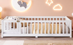 Bellemave® Full Size Floor Bed with Safety Guardrails and Door for Kids, Natural - Bellemave