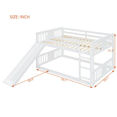 Bellemave® Full Size Floor Bunk Bed with Ladder and Slide - Bellemave