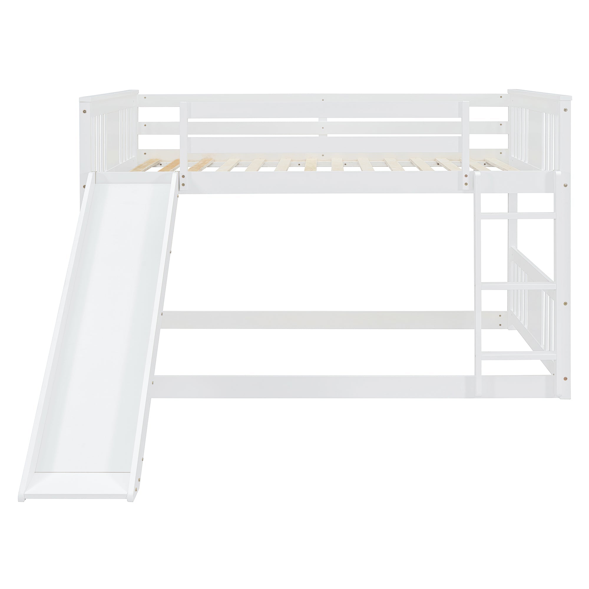 Bellemave® Full Size Floor Bunk Bed with Ladder and Slide - Bellemave