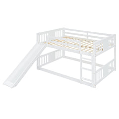 Bellemave® Full Size Floor Bunk Bed with Ladder and Slide - Bellemave