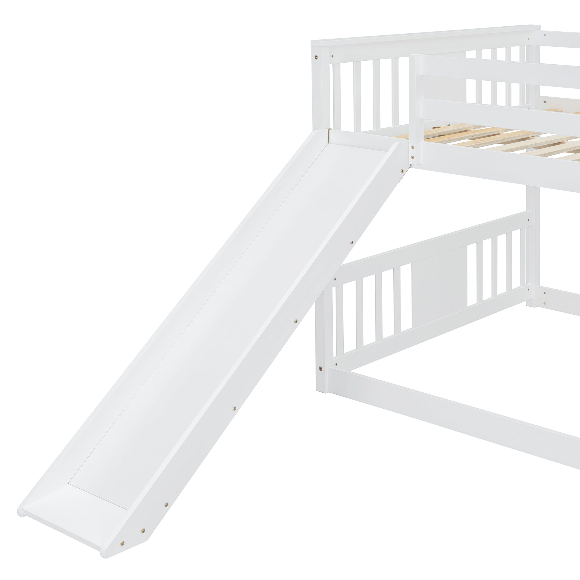Bellemave® Full Size Floor Bunk Bed with Ladder and Slide - Bellemave