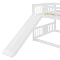 Bellemave® Full Size Floor Bunk Bed with Ladder and Slide - Bellemave