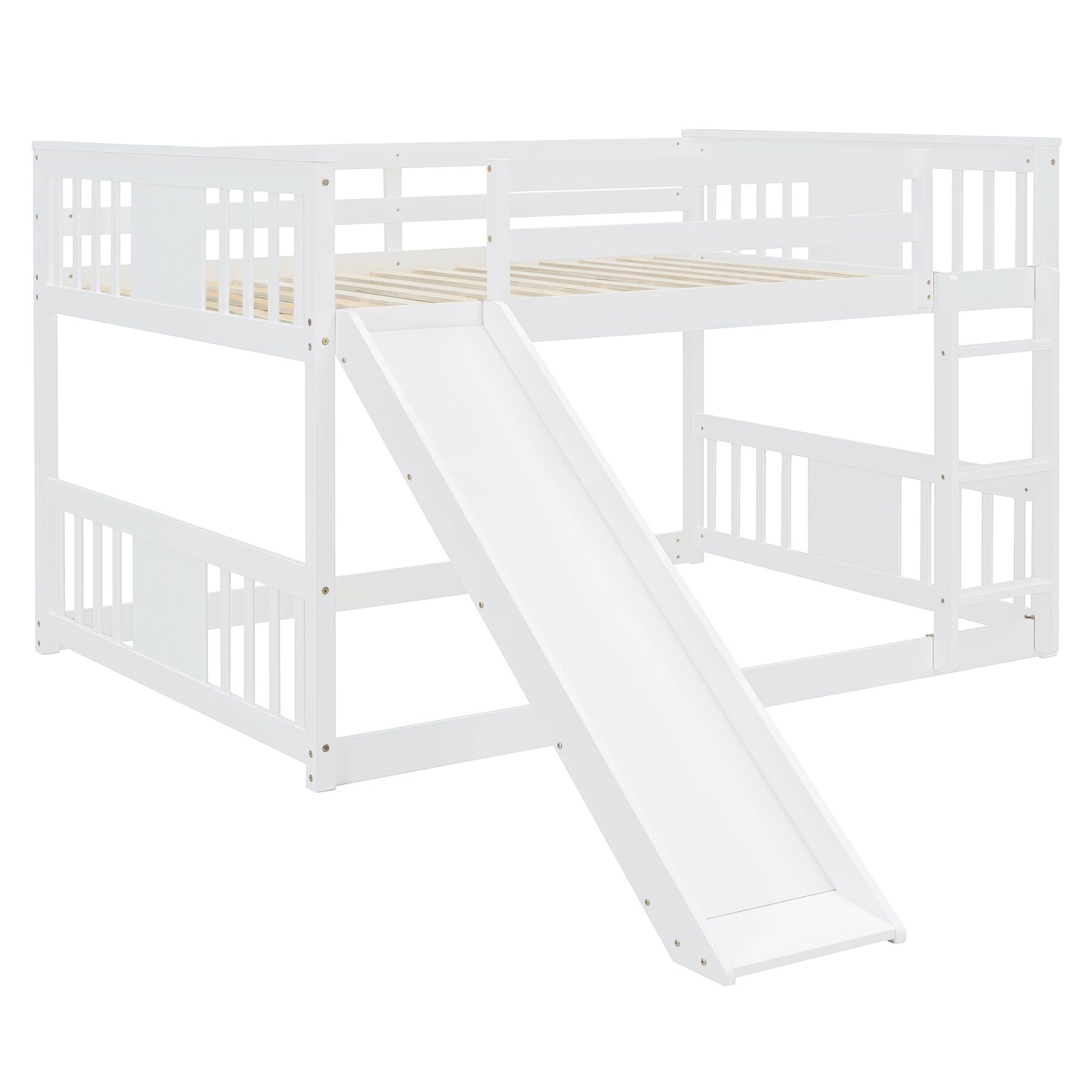 Bellemave® Full Size Floor Bunk Bed with Ladder and Slide - Bellemave