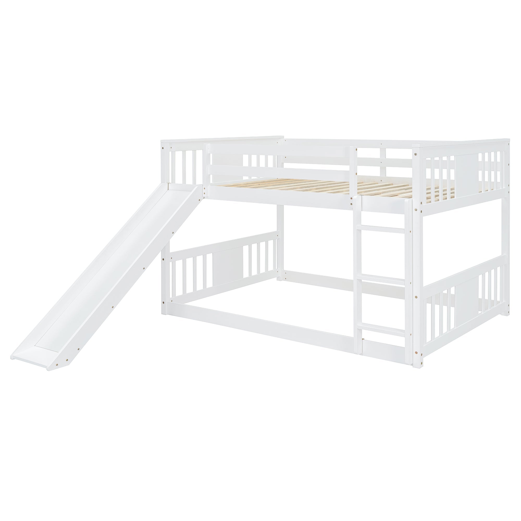 Bellemave® Full Size Floor Bunk Bed with Ladder and Slide - Bellemave