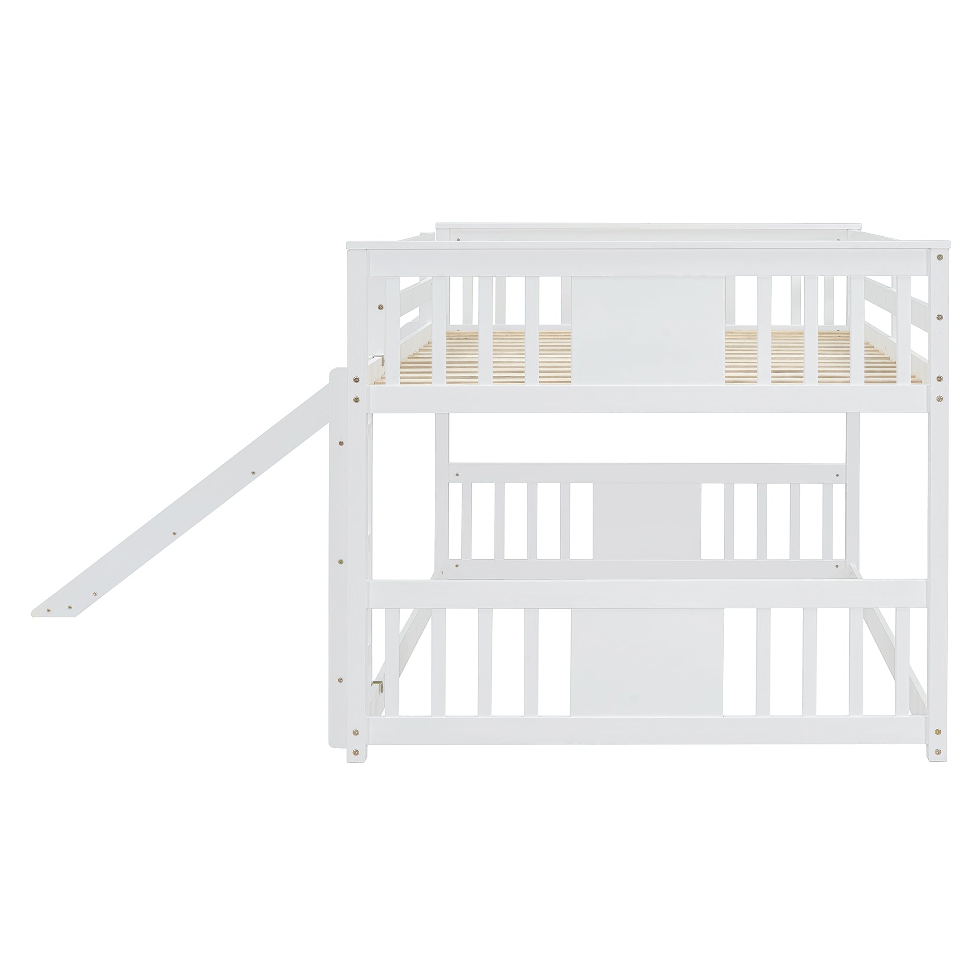 Bellemave® Full Size Floor Bunk Bed with Ladder and Slide - Bellemave