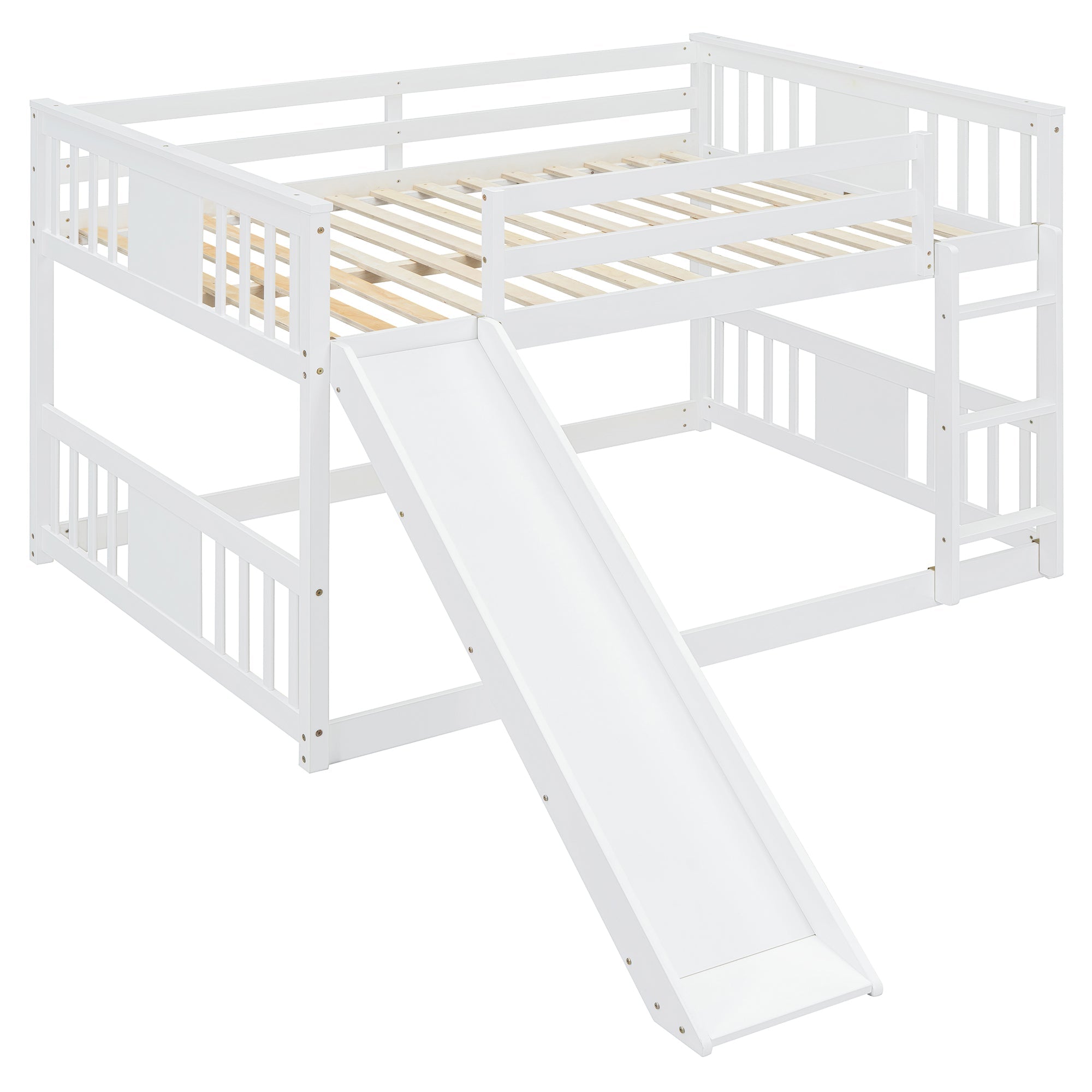 Bellemave® Full Size Floor Bunk Bed with Ladder and Slide - Bellemave