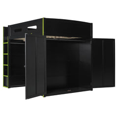 Bellemave® Full Size Gamer Loft Bed with Built - in Desk, RGB Lighting, USB Port & Storage, Gaming Bed with Wardrobe, Drawers - Bellemave