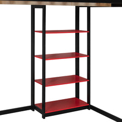Bellemave® Full Size Gaming Loft Bed with Desk & Multi - Storage Shelves, Wooden Loft Bed Frame with Safety Guardrail, Built - in Light Strip for Teens - Bellemave