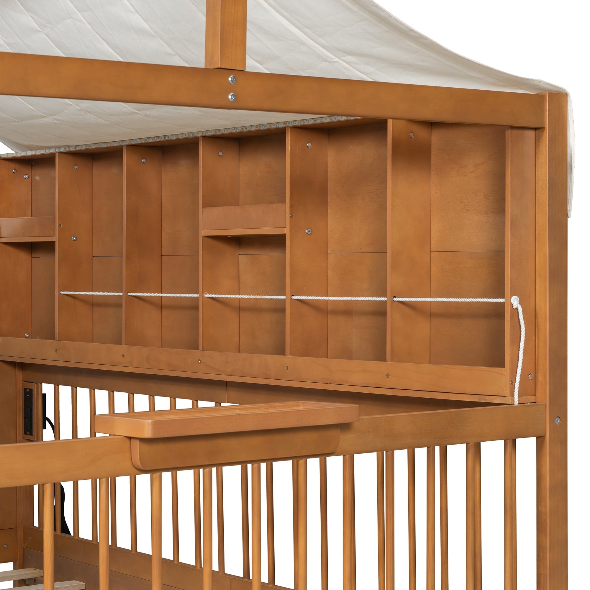 Bellemave® Full Size House Bed with 2 Large Drawers, Side Bookshelf with LED Strip, Cozy Reading Nook & Playhouse for Boys & Girls - Bellemave