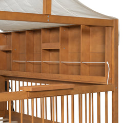 Bellemave® Full Size House Bed with 2 Large Drawers, Side Bookshelf with LED Strip, Cozy Reading Nook & Playhouse for Boys & Girls - Bellemave