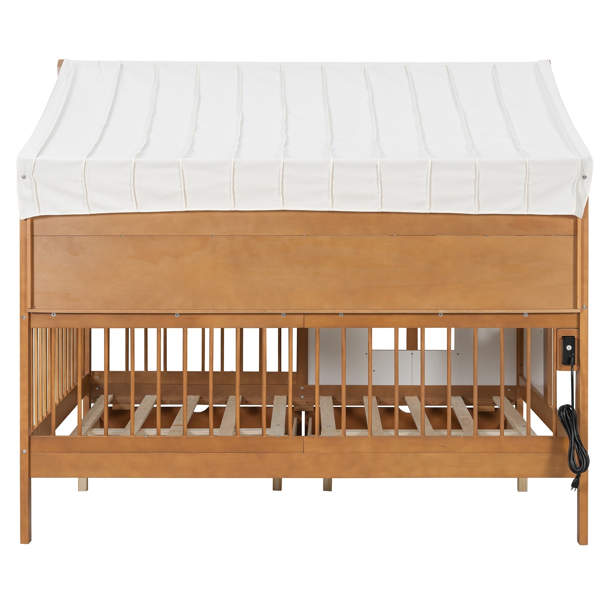 Bellemave® Full Size House Bed with 2 Large Drawers, Side Bookshelf with LED Strip, Cozy Reading Nook & Playhouse for Boys & Girls - Bellemave