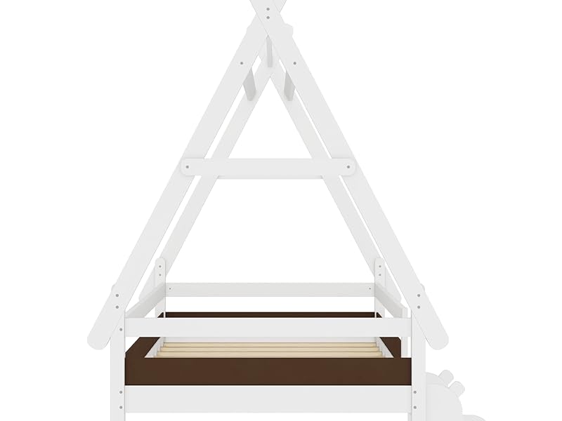 Bellemave® Full Size House Bed with Stairs, Solid Wood Low Profile Platform Bed Frame, Spacious Playhouse Design for Kids, Natural Finish - Bellemave