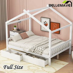 Bellemave® Full Size House Bed with Two Drawers,Headboard and Footboard - Bellemave