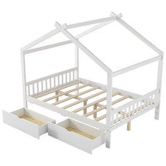 Bellemave® Full Size House Bed with Two Drawers,Headboard and Footboard - Bellemave