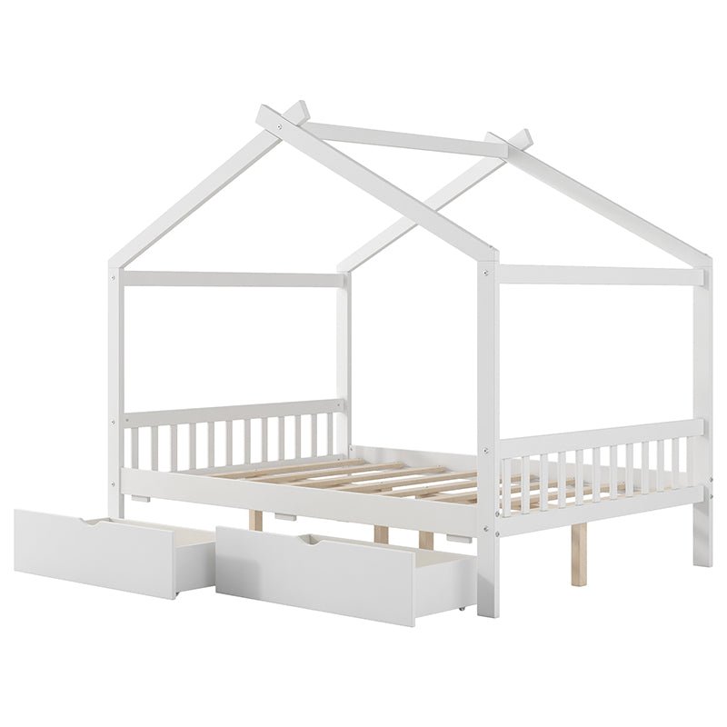 Bellemave® Full Size House Bed with Two Drawers,Headboard and Footboard - Bellemave