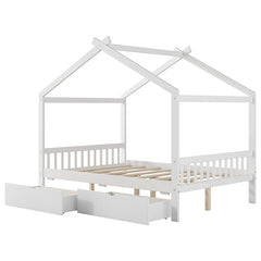 Bellemave® Full Size House Bed with Two Drawers,Headboard and Footboard - Bellemave