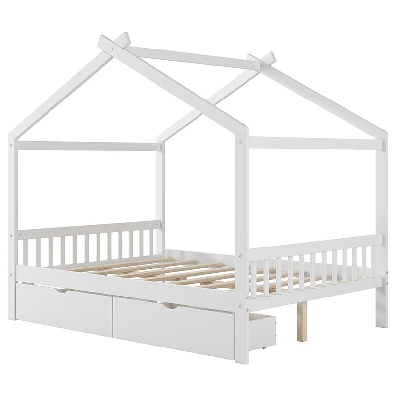 Bellemave® Full Size House Bed with Two Drawers,Headboard and Footboard - Bellemave