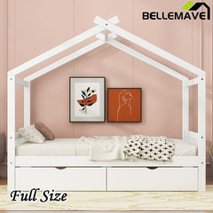Bellemave® Full Size House Bed with Two Drawers,Headboard and Footboard - Bellemave