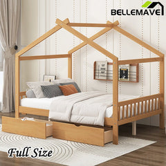 Bellemave® Full Size House Bed with Two Drawers,Headboard and Footboard - Bellemave
