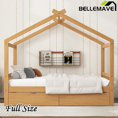 Bellemave® Full Size House Bed with Two Drawers,Headboard and Footboard - Bellemave