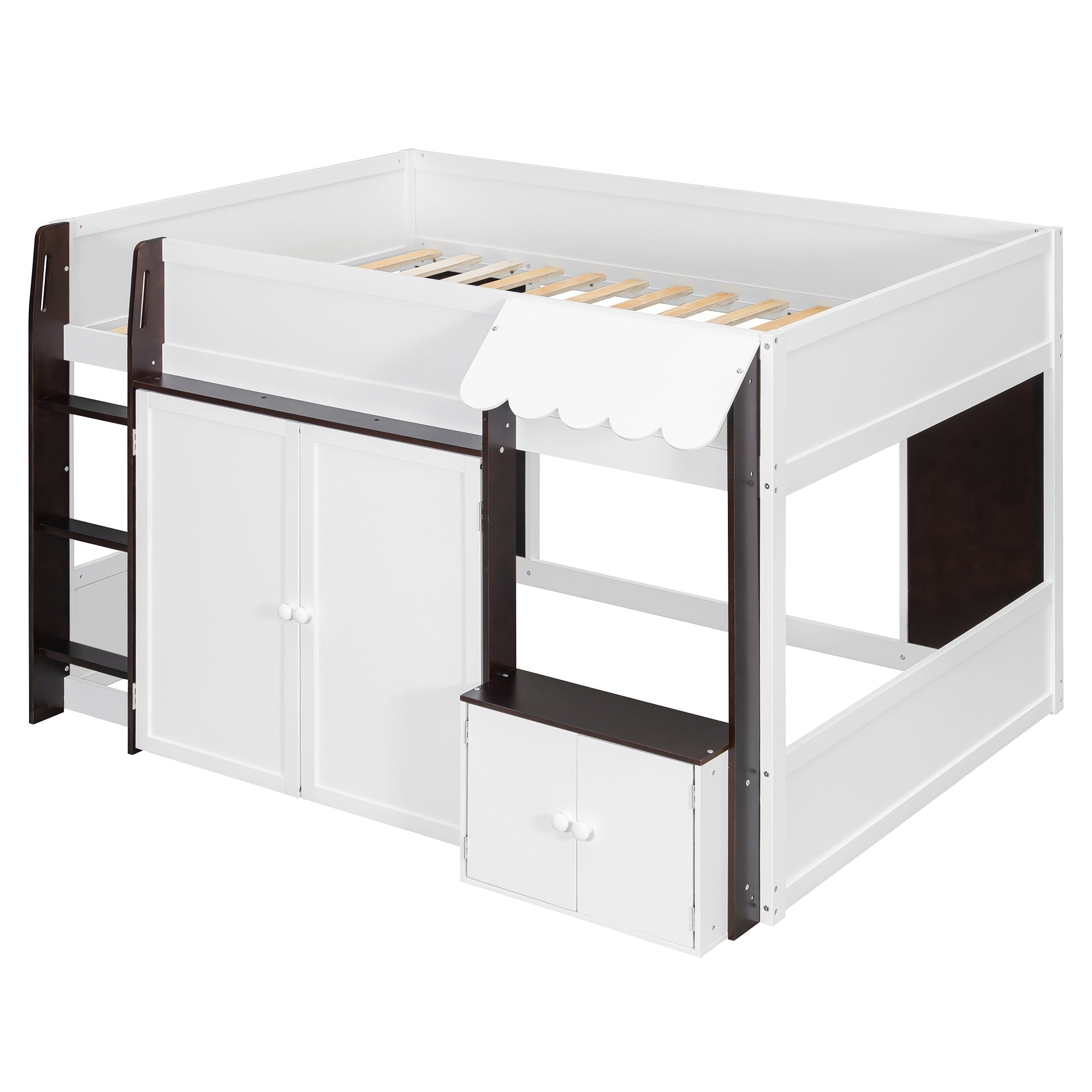 Bellemave® Full Size House Loft Bed with Storage Cabinet, 2 Doors & Play Zone - Bellemave