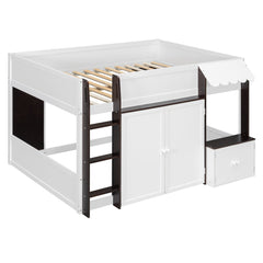 Bellemave® Full Size House Loft Bed with Storage Cabinet, 2 Doors & Play Zone - Bellemave