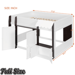 Bellemave® Full Size House Loft Bed with Storage Cabinet, 2 Doors & Play Zone - Bellemave