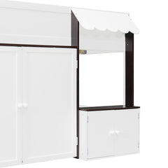 Bellemave® Full Size House Loft Bed with Storage Cabinet, 2 Doors & Play Zone - Bellemave