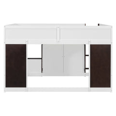 Bellemave® Full Size House Loft Bed with Storage Cabinet, 2 Doors & Play Zone - Bellemave