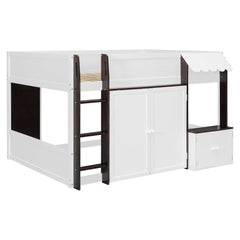 Bellemave® Full Size House Loft Bed with Storage Cabinet, 2 Doors & Play Zone - Bellemave