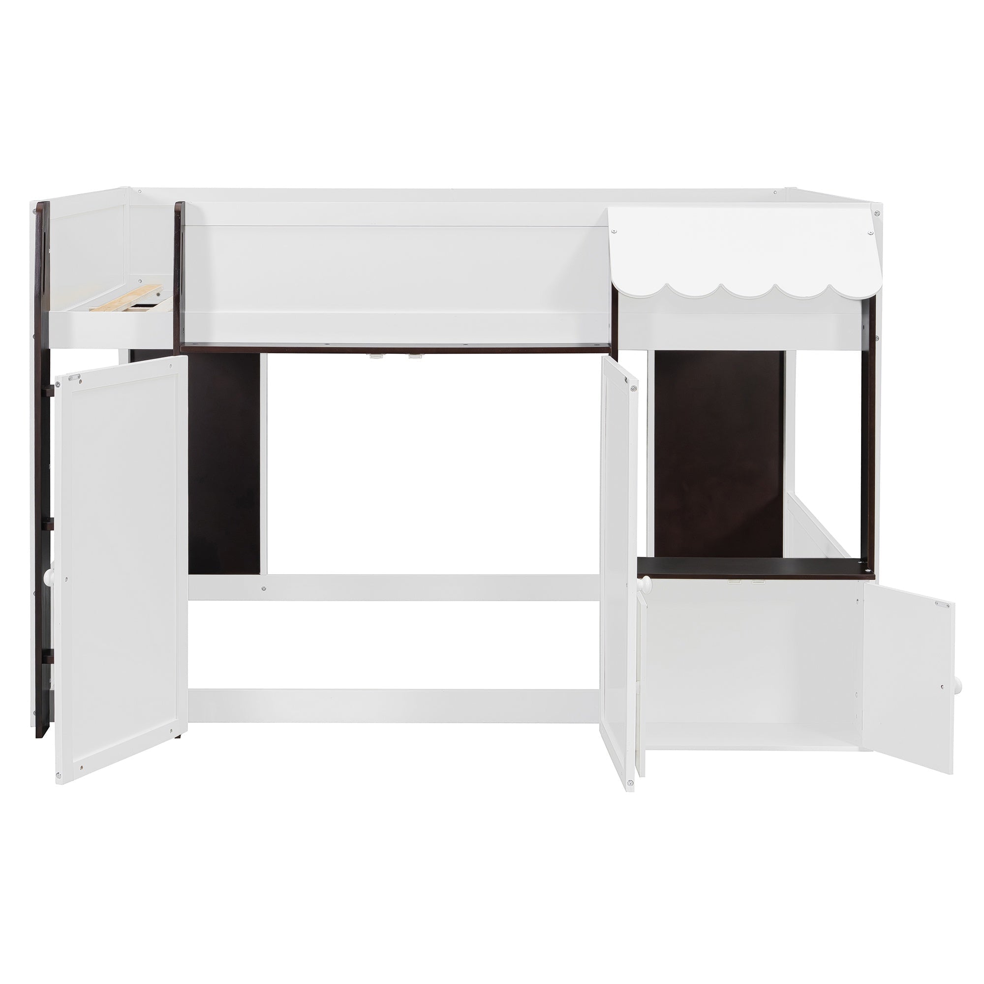 Bellemave® Full Size House Loft Bed with Storage Cabinet, 2 Doors & Play Zone - Bellemave