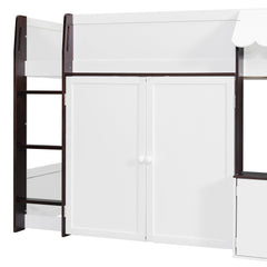 Bellemave® Full Size House Loft Bed with Storage Cabinet, 2 Doors & Play Zone - Bellemave