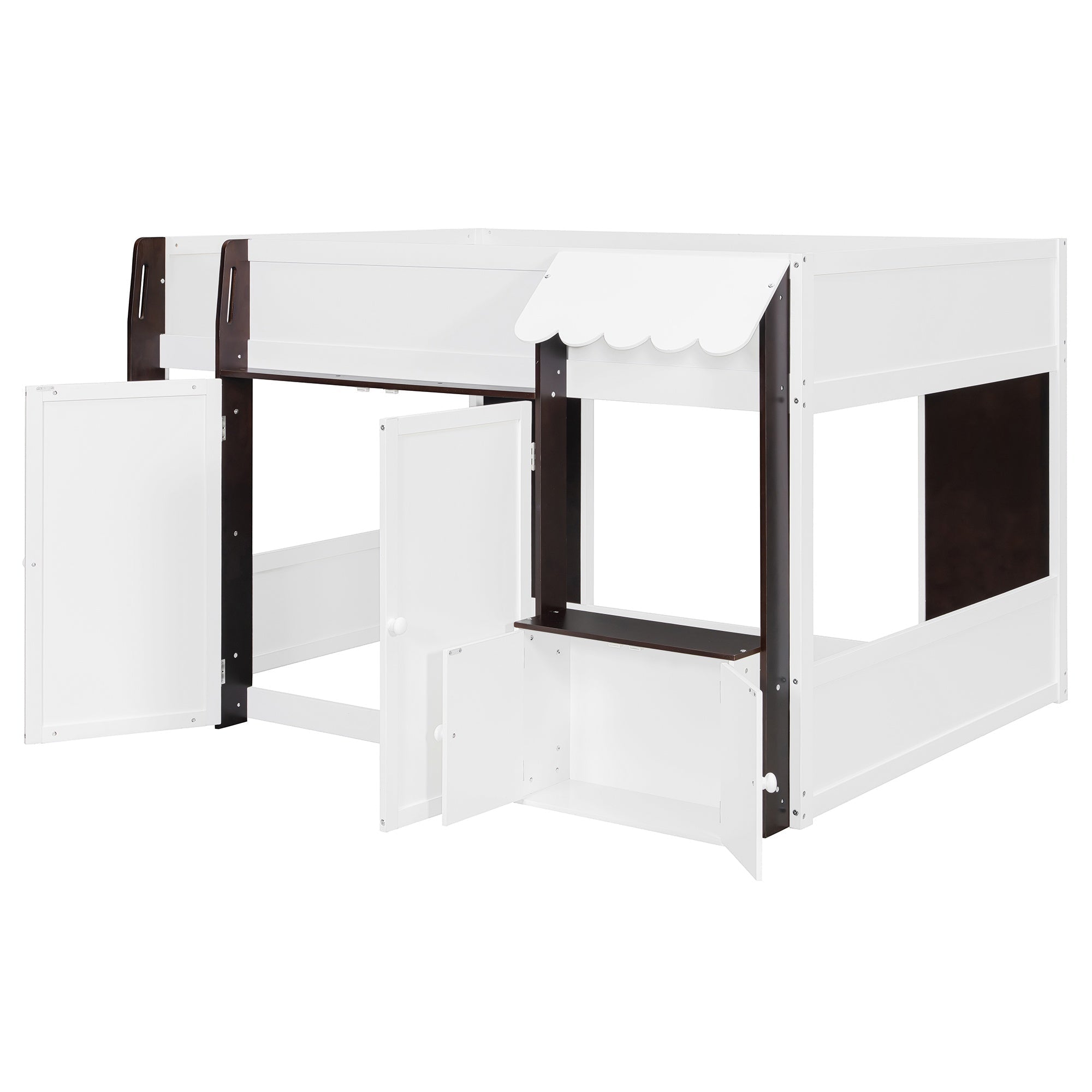 Bellemave® Full Size House Loft Bed with Storage Cabinet, 2 Doors & Play Zone - Bellemave