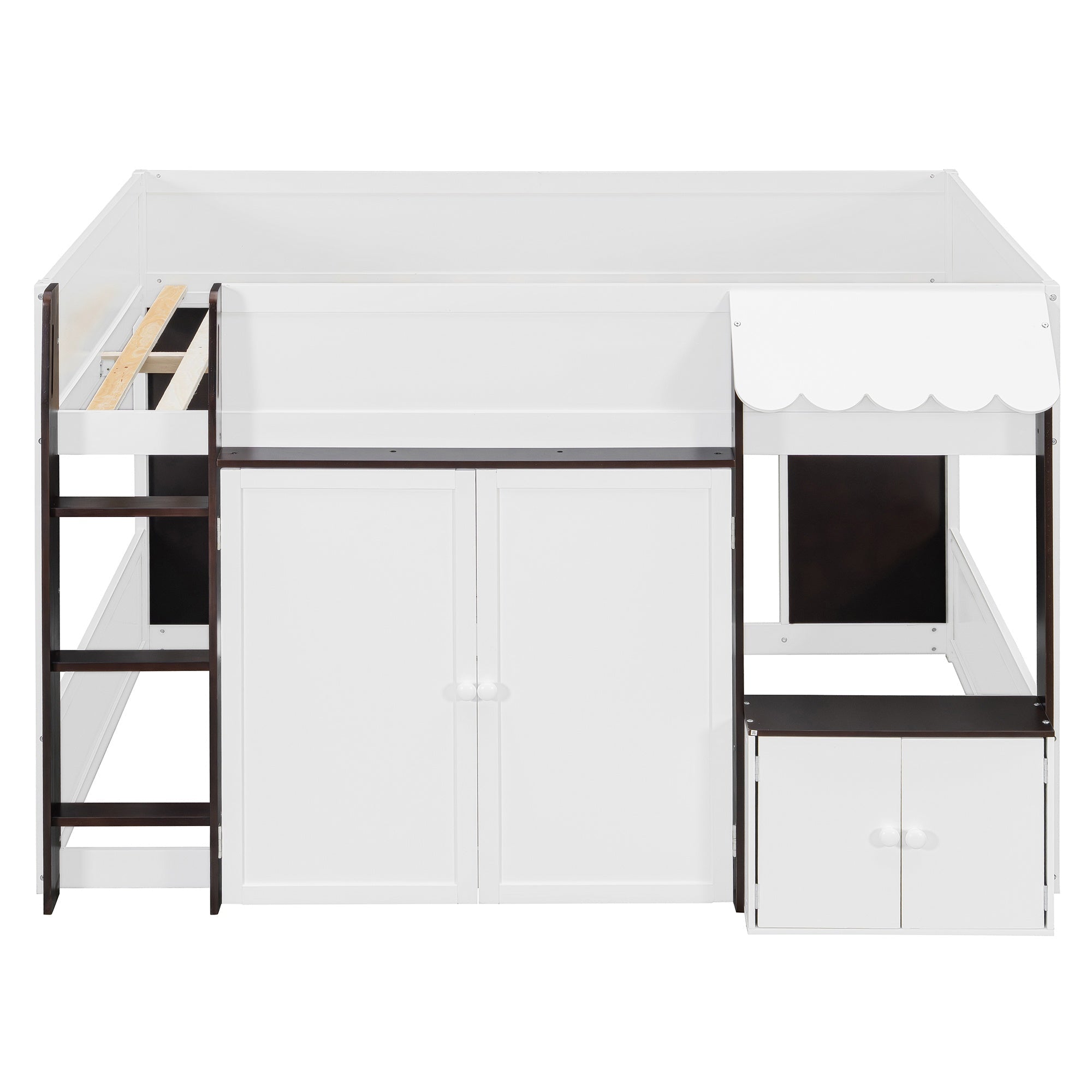 Bellemave® Full Size House Loft Bed with Storage Cabinet, 2 Doors & Play Zone - Bellemave