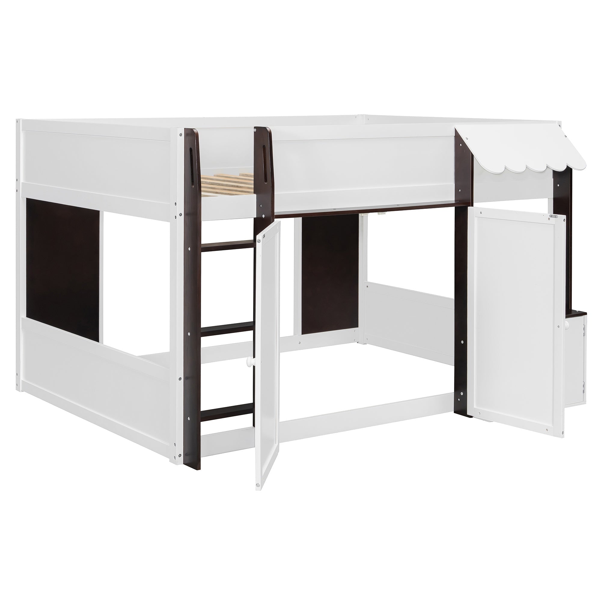 Bellemave® Full Size House Loft Bed with Storage Cabinet, 2 Doors & Play Zone - Bellemave
