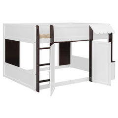 Bellemave® Full Size House Loft Bed with Storage Cabinet, 2 Doors & Play Zone - Bellemave