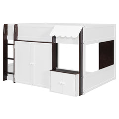 Bellemave® Full Size House Loft Bed with Storage Cabinet, 2 Doors & Play Zone - Bellemave