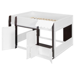 Bellemave® Full Size House Loft Bed with Storage Cabinet, 2 Doors & Play Zone - Bellemave